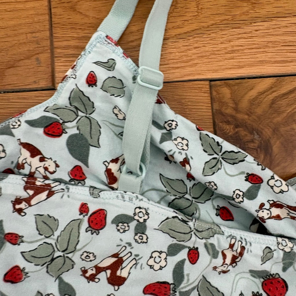 Duluth Trading Co XL Light Blue Red Strawberry Cow Bralette - Picture 4 of 6